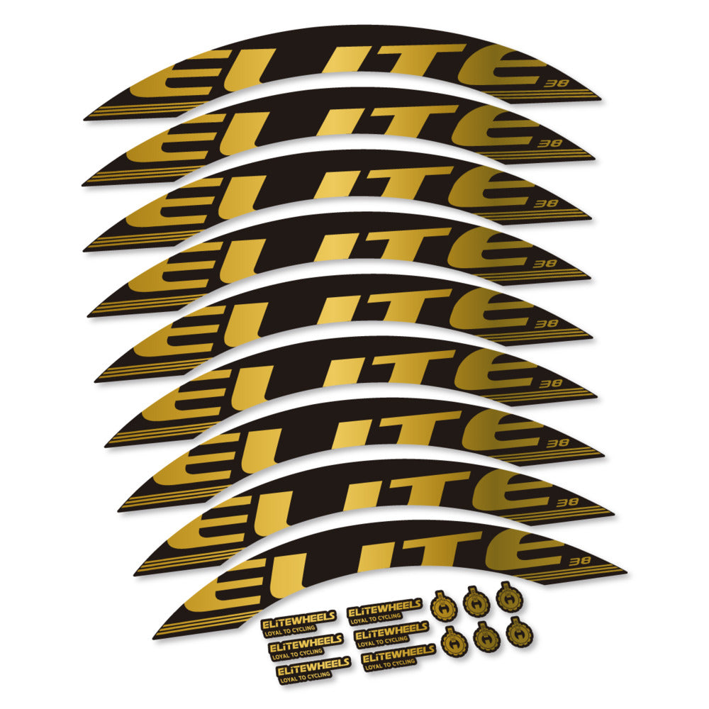 Stickers for Elite Wheels 38, Road Wheel 38mm vinyl decals - Gold