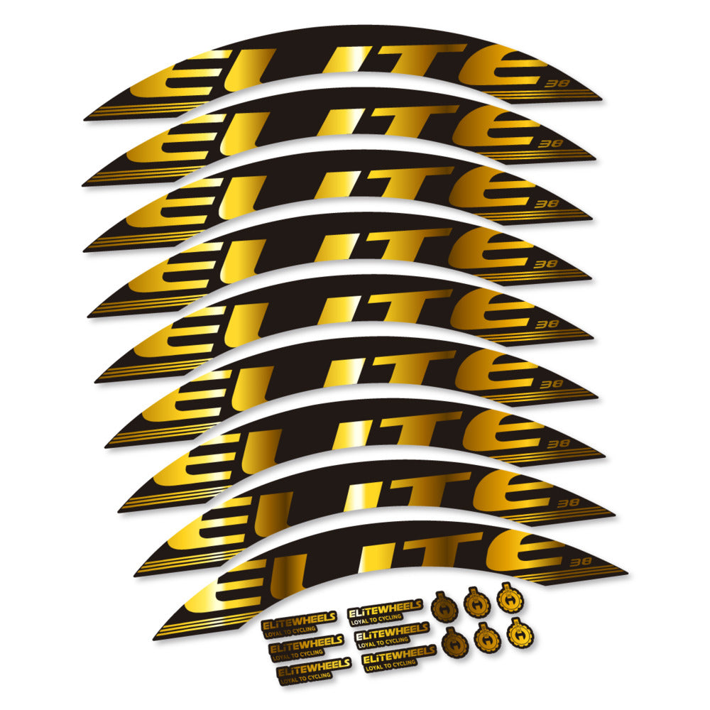 Stickers for Elite Wheels 38, Road Wheel 38mm vinyl decals - Chrome Gold