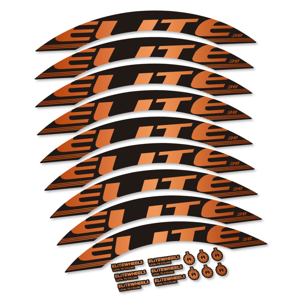 Stickers for Elite Wheels 38, Road Wheel 38mm vinyl decals - Bronze