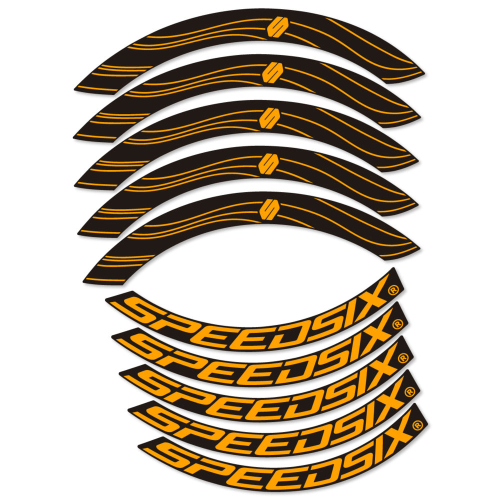 Stickers for Speedsix Air Ultra, Road Wheel 55mm vinyl decals - Orange Yellow