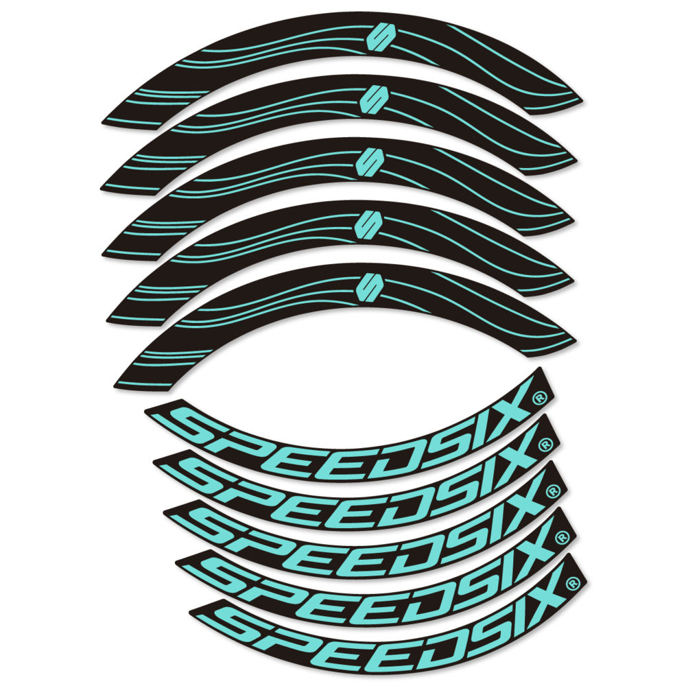 Stickers for Speedsix Air Ultra, Road Wheel 55mm vinyl decals - Blue Green