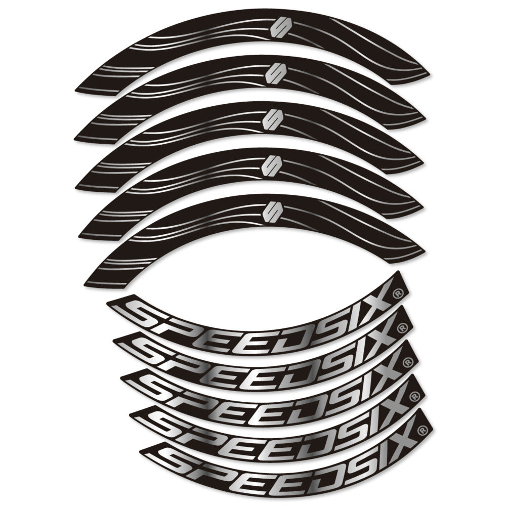 Stickers for Speedsix Air Ultra, Road Wheel 55mm vinyl decals - Chrome Silver