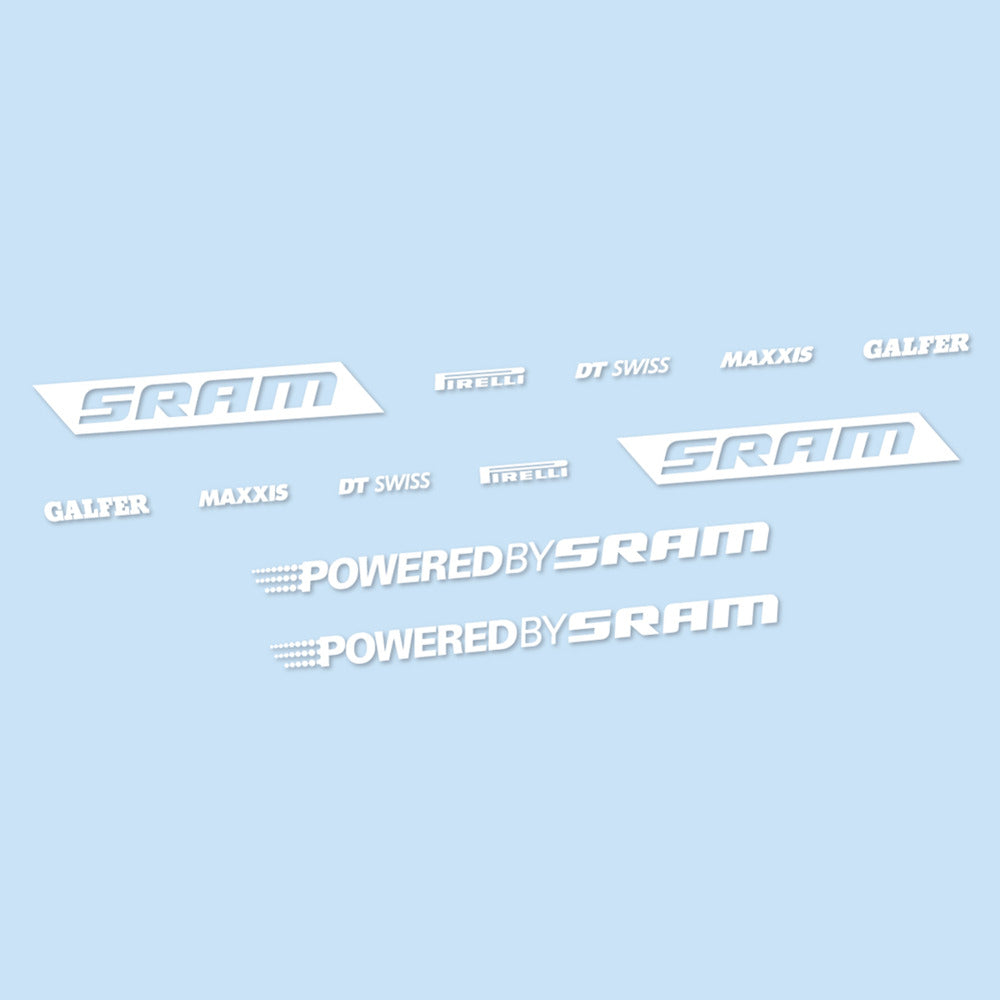 Stickers for SRAM Powered by SRAM, Swingarm vinyl decals - White