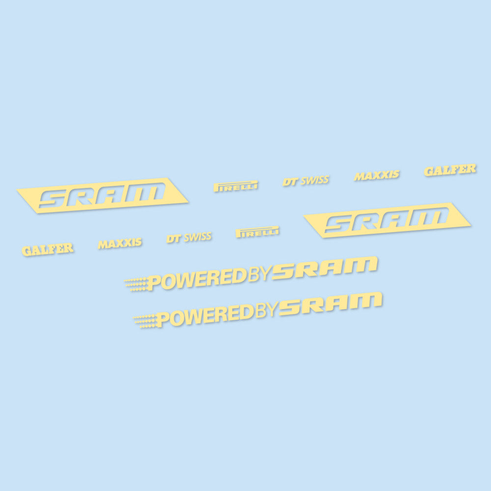Stickers for SRAM Powered by SRAM, Swingarm vinyl decals - Cream
