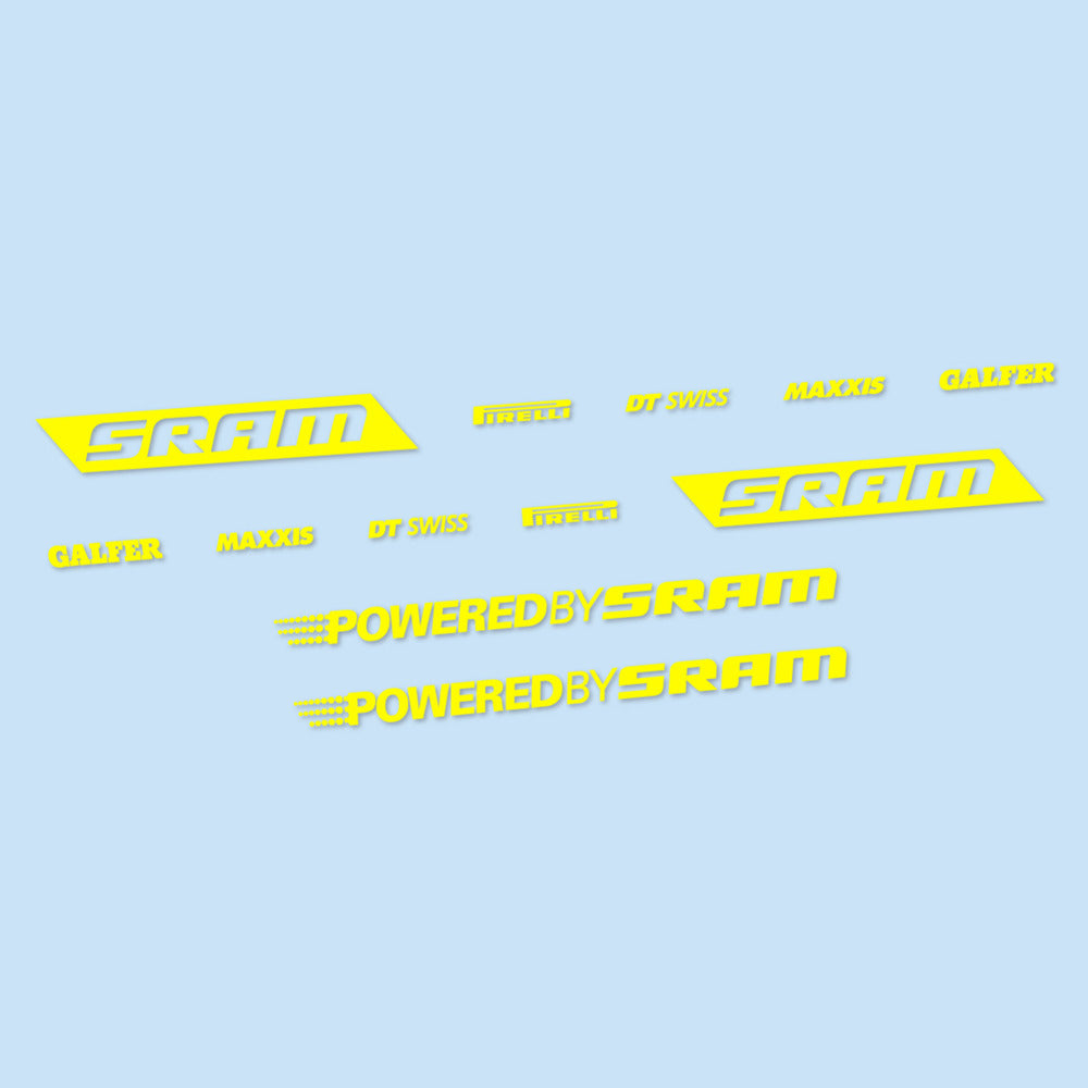 Stickers for SRAM Powered by SRAM, Swingarm vinyl decals - Lemon Yellow