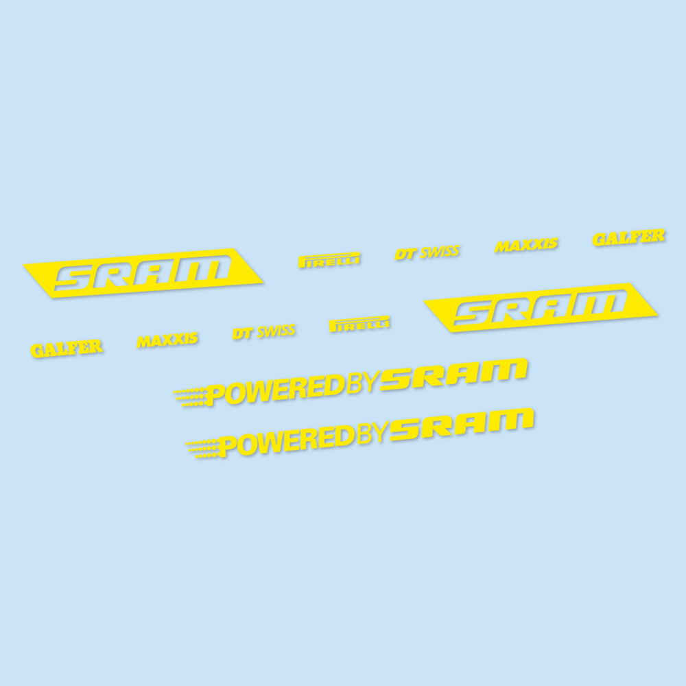 Stickers for SRAM Powered by SRAM, Swingarm vinyl decals - Yellow