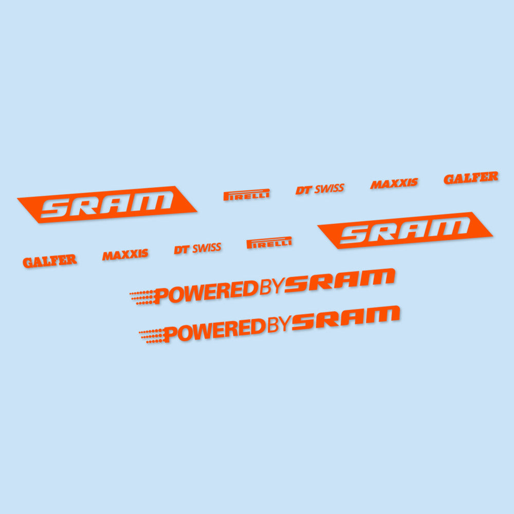 Stickers for SRAM Powered by SRAM, Swingarm vinyl decals - Orange