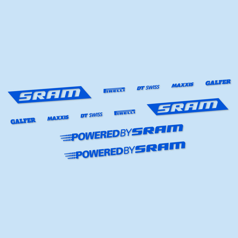 Stickers for SRAM Powered by SRAM, Swingarm vinyl decals - Sea Blue