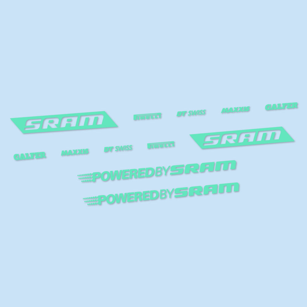 Stickers for SRAM Powered by SRAM, Swingarm vinyl decals - Mint