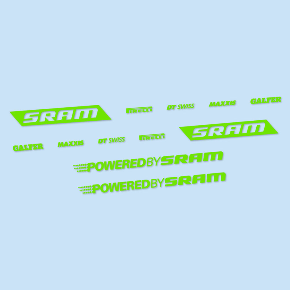 Stickers for SRAM Powered by SRAM, Swingarm vinyl decals - Apple Green