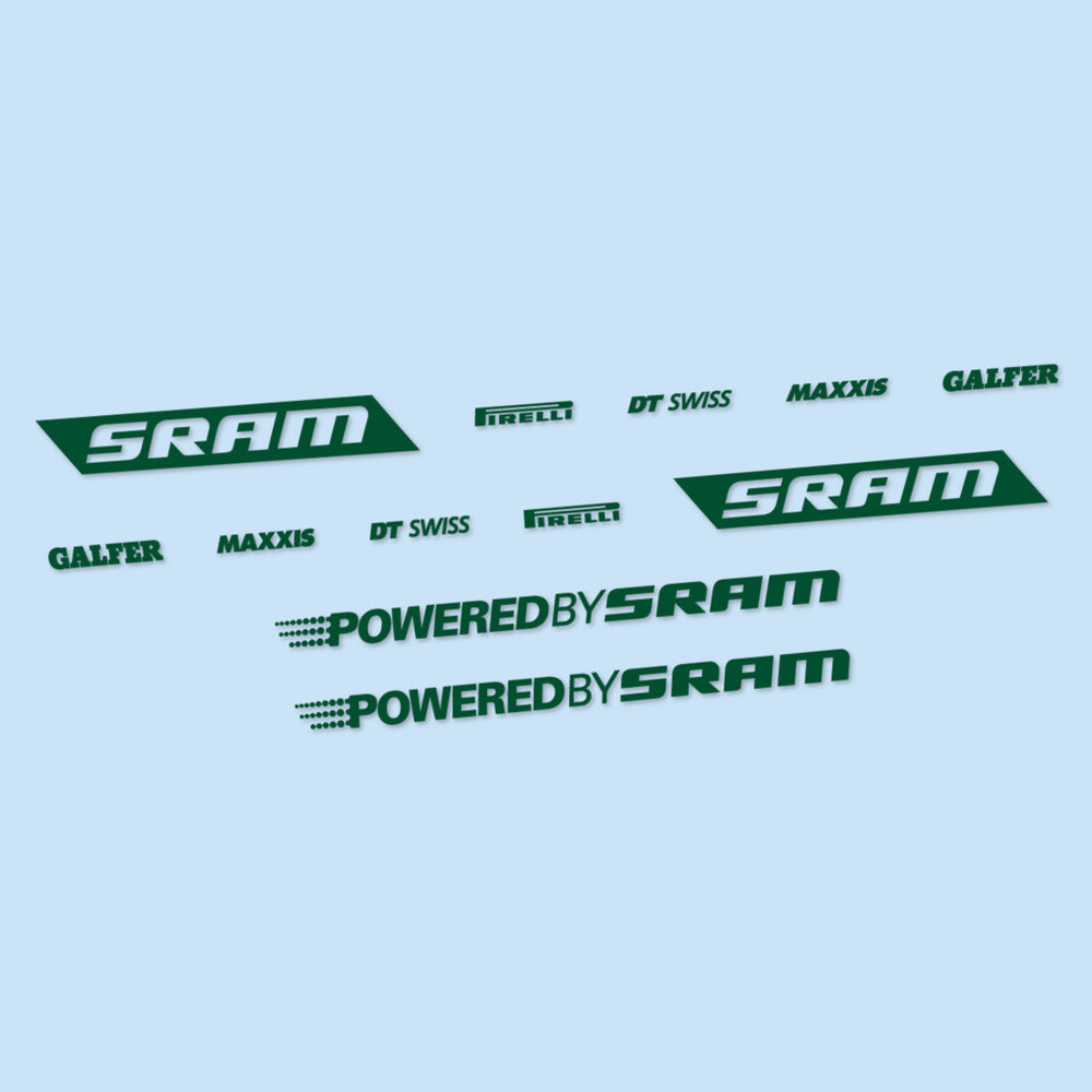 Stickers for SRAM Powered by SRAM, Swingarm vinyl decals - Dark Green