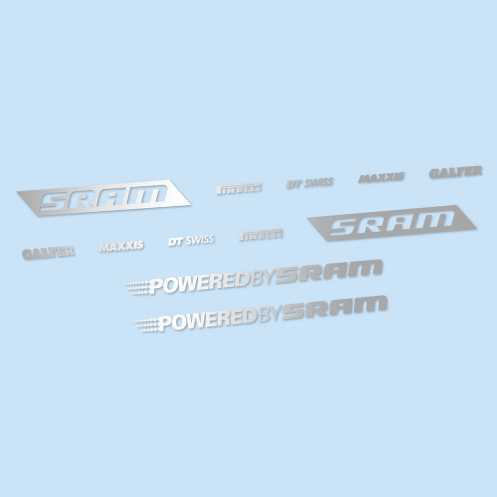 Stickers for SRAM Powered by SRAM, Swingarm vinyl decals - Light Silver