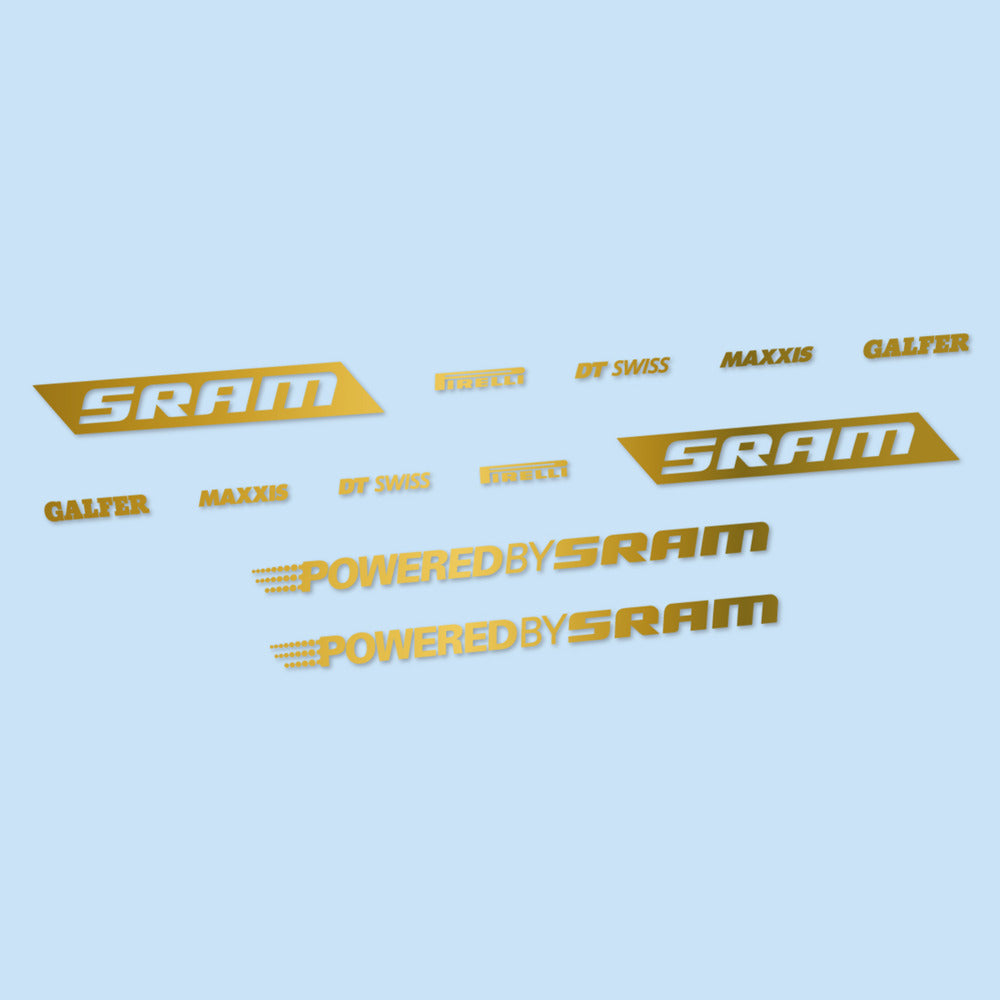 Stickers for SRAM Powered by SRAM, Swingarm vinyl decals - Gold