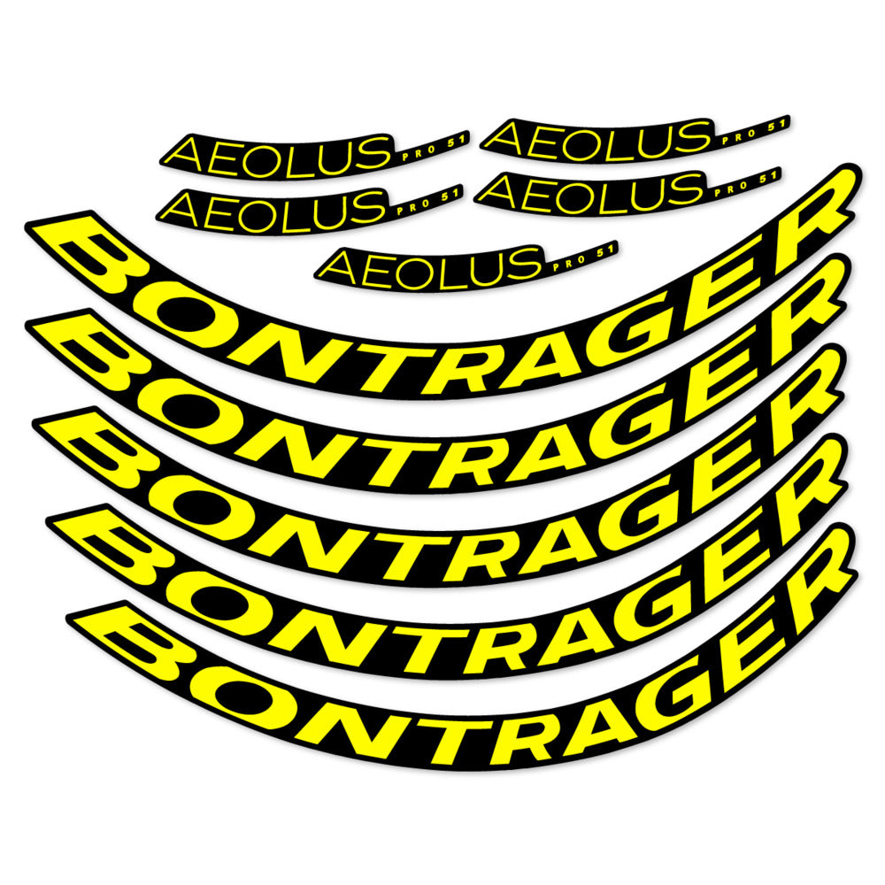 Stickers for Bontrager Aeolus Pro 51, Road Wheel 51mm vinyl decals - Lemon Yellow
