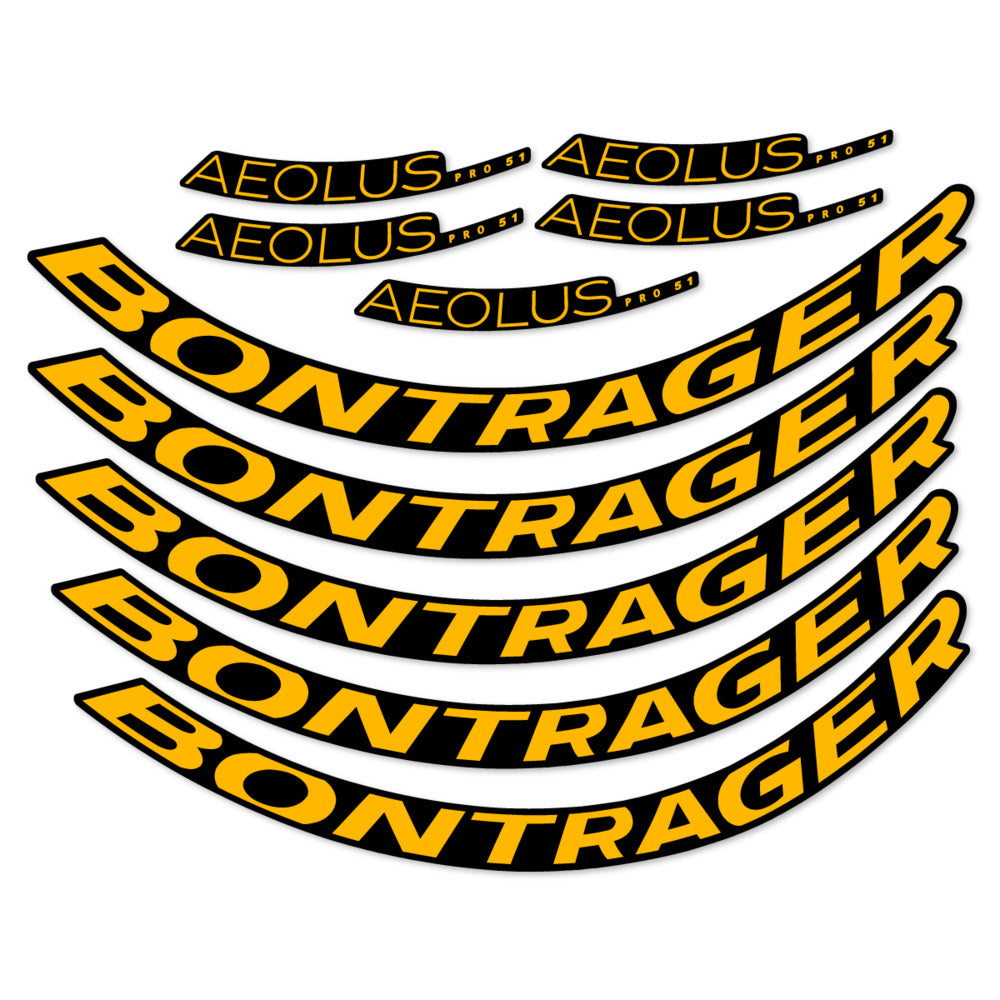 Stickers for Bontrager Aeolus Pro 51, Road Wheel 51mm vinyl decals - Medium Yellow