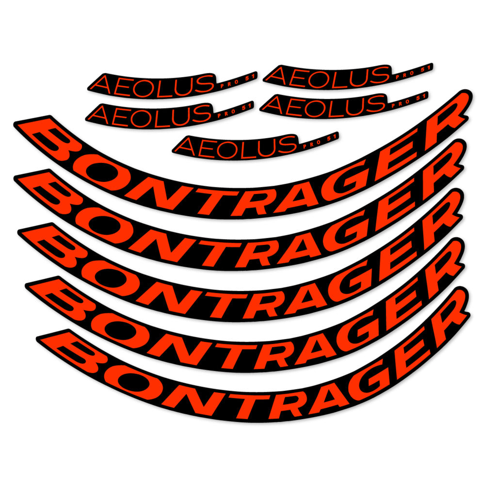 Stickers for Bontrager Aeolus Pro 51, Road Wheel 51mm vinyl decals - Luminous Orange