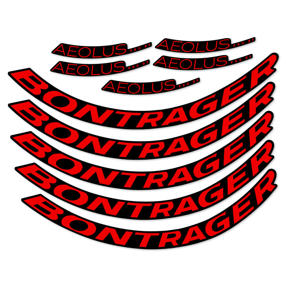 Stickers for Bontrager Aeolus Pro 51, Road Wheel 51mm vinyl decals - Red
