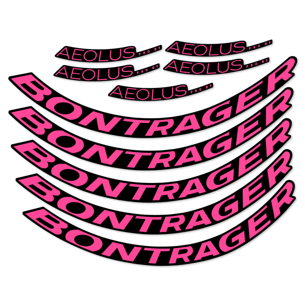 Stickers for Bontrager Aeolus Pro 51, Road Wheel 51mm vinyl decals - Bubblegum Pink