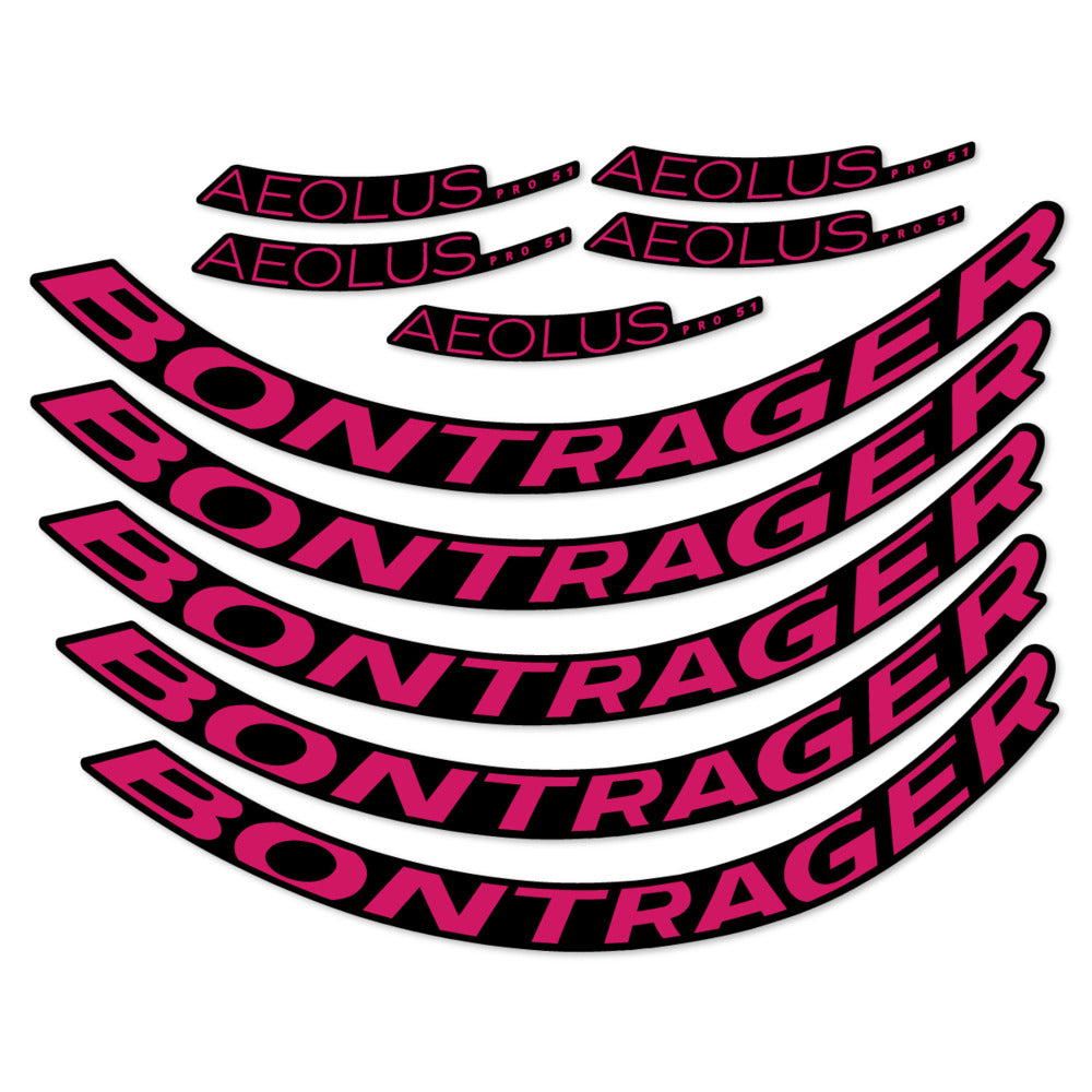 Stickers for Bontrager Aeolus Pro 51, Road Wheel 51mm vinyl decals - Dark Pink