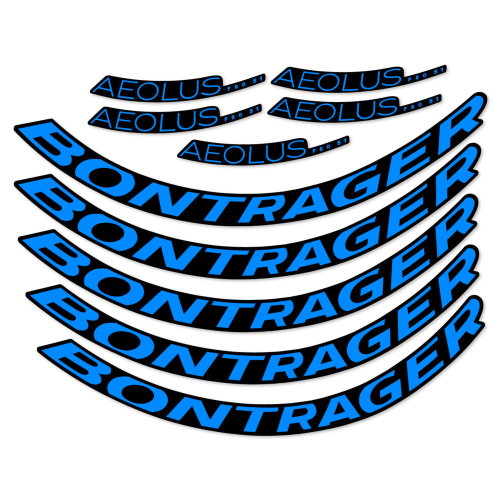 Stickers for Bontrager Aeolus Pro 51, Road Wheel 51mm vinyl decals - Luminous Cyan