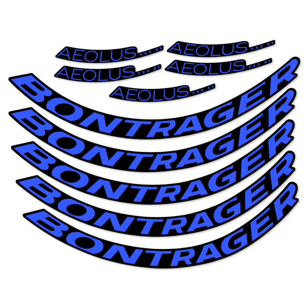 Stickers for Bontrager Aeolus Pro 51, Road Wheel 51mm vinyl decals - Medium Blue