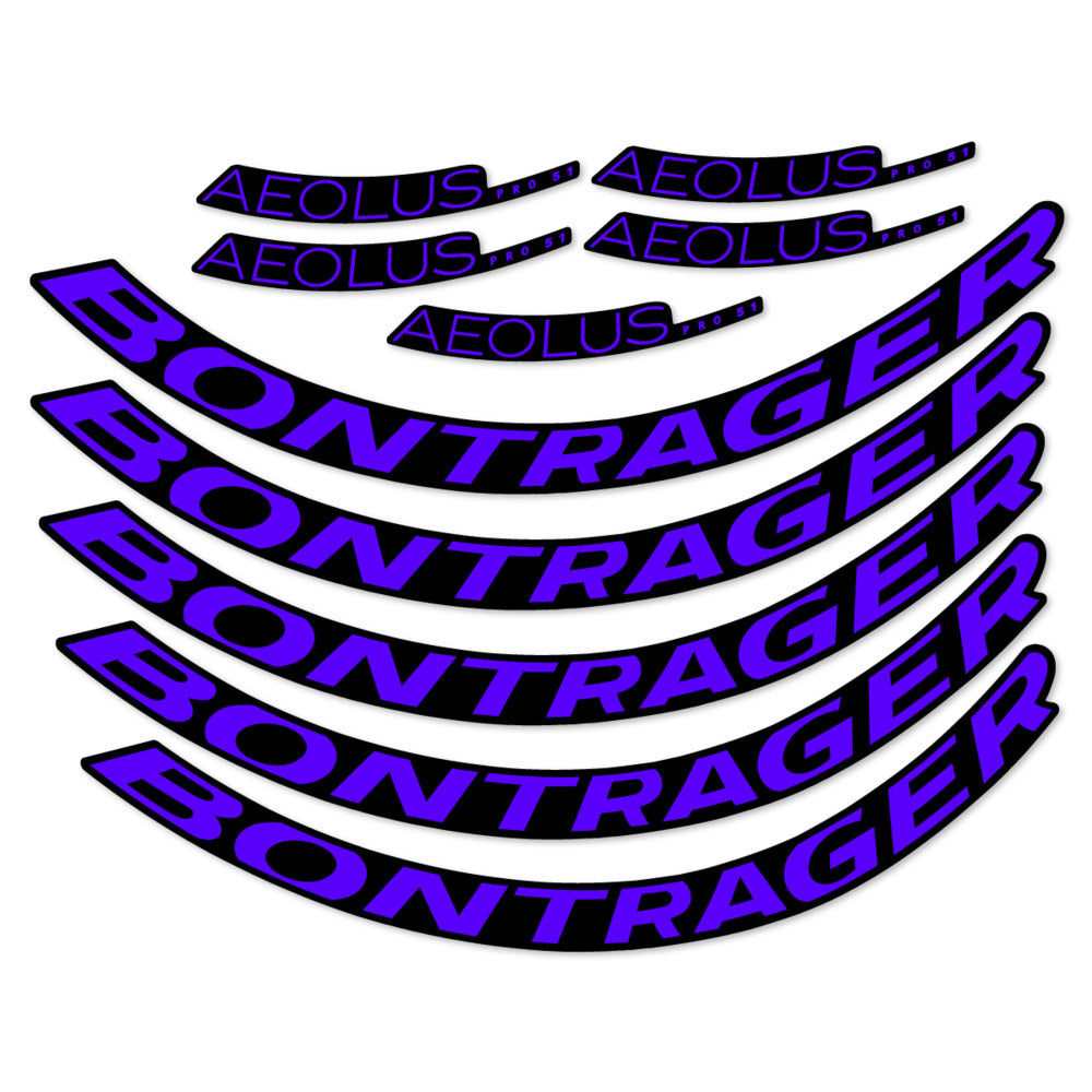Stickers for Bontrager Aeolus Pro 51, Road Wheel 51mm vinyl decals - Reflex Blue