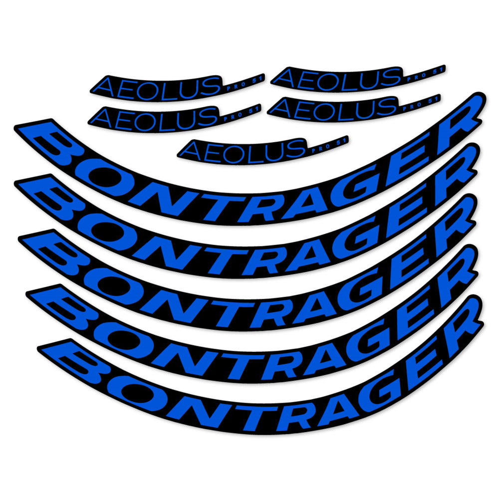 Stickers for Bontrager Aeolus Pro 51, Road Wheel 51mm vinyl decals - Sea Blue