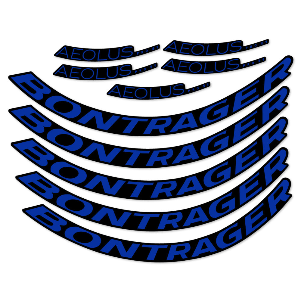 Stickers for Bontrager Aeolus Pro 51, Road Wheel 51mm vinyl decals - Ultramarine Blue
