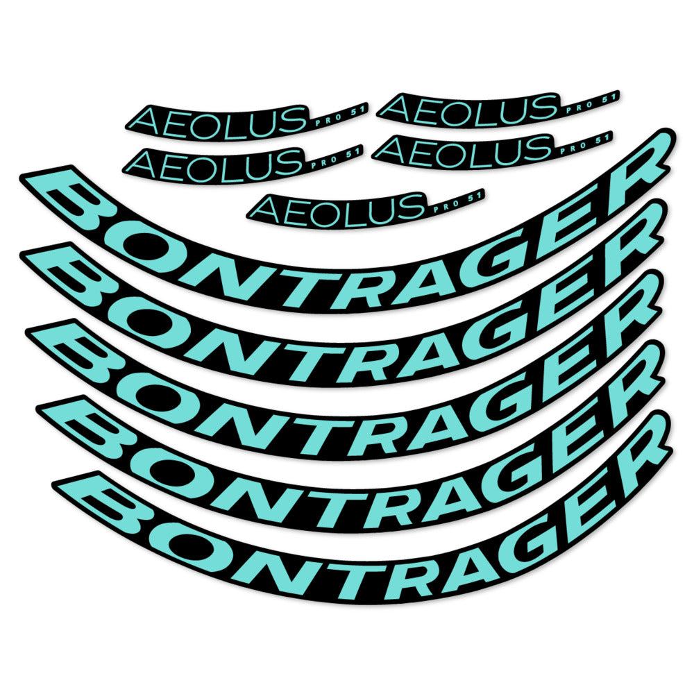 Stickers for Bontrager Aeolus Pro 51, Road Wheel 51mm vinyl decals - Blue Green