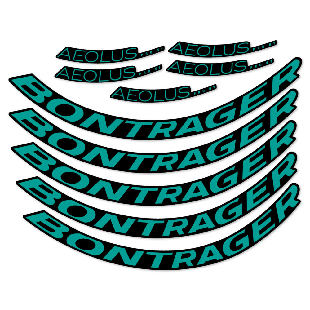 Stickers for Bontrager Aeolus Pro 51, Road Wheel 51mm vinyl decals - Petrol Turquoise