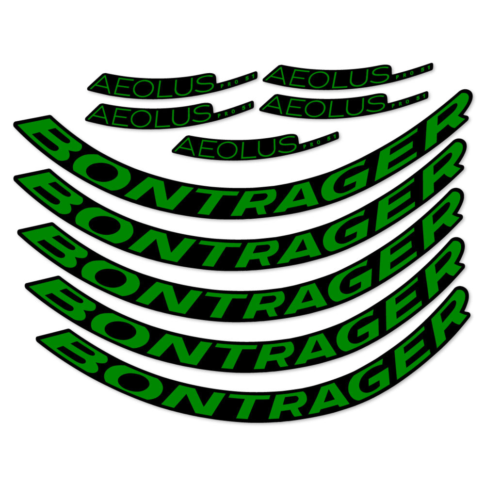 Stickers for Bontrager Aeolus Pro 51, Road Wheel 51mm vinyl decals - Medium Green