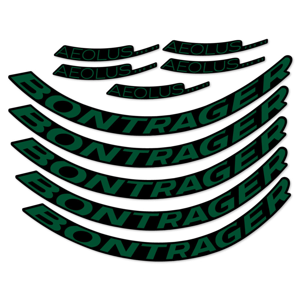 Stickers for Bontrager Aeolus Pro 51, Road Wheel 51mm vinyl decals - Dark Green