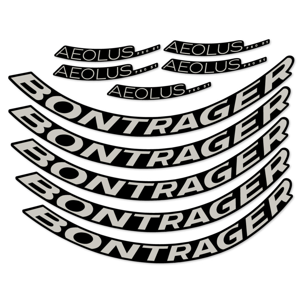 Stickers for Bontrager Aeolus Pro 51, Road Wheel 51mm vinyl decals - Light Grey