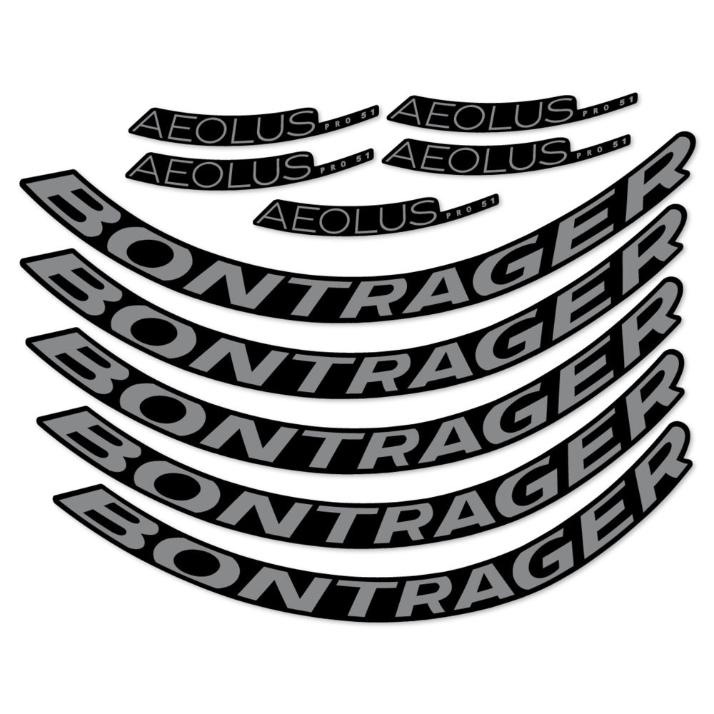 Stickers for Bontrager Aeolus Pro 51, Road Wheel 51mm vinyl decals - Traffic Grey