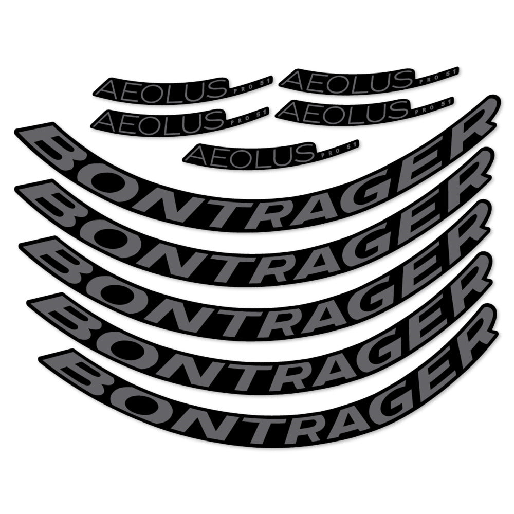Stickers for Bontrager Aeolus Pro 51, Road Wheel 51mm vinyl decals - Medium Grey