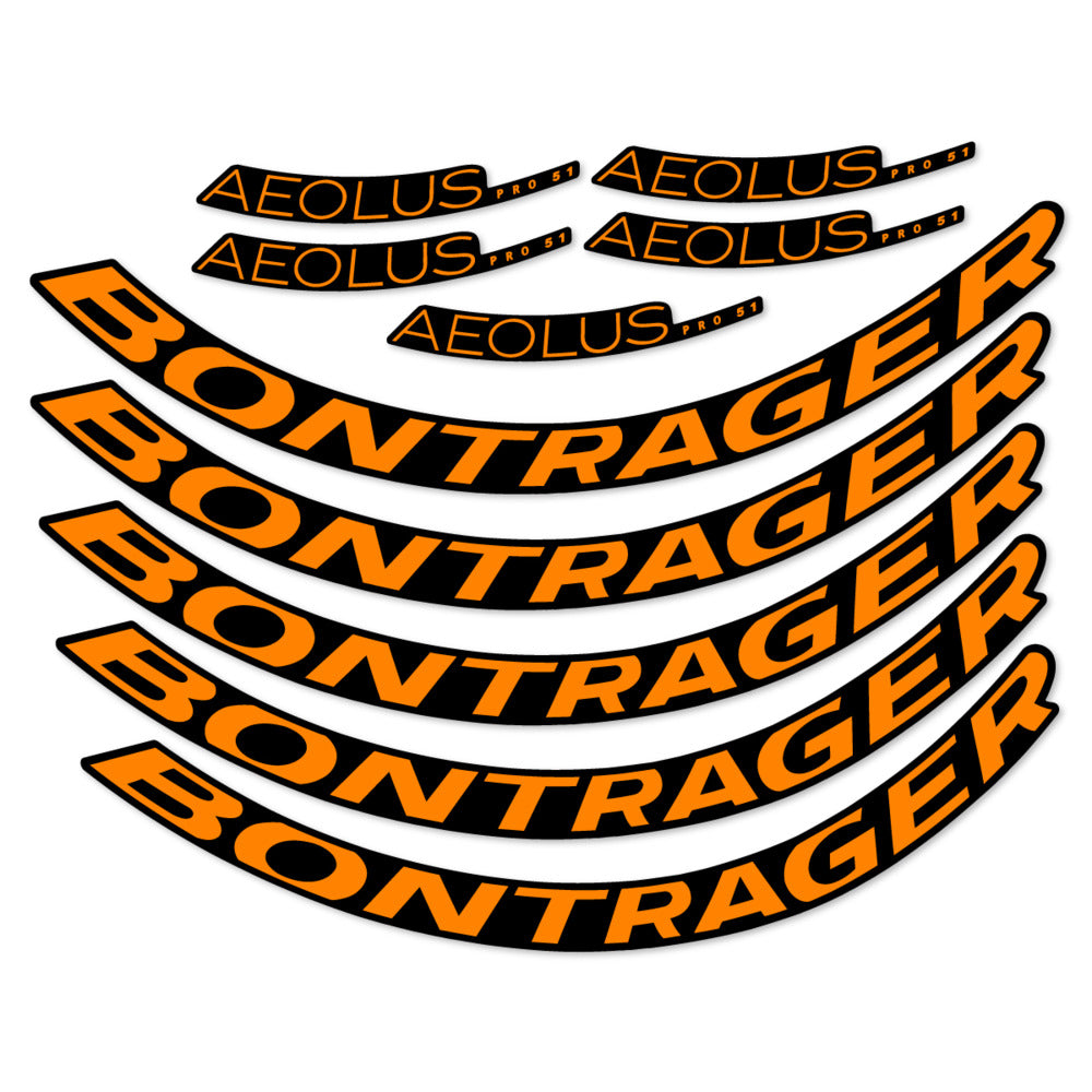 Stickers for Bontrager Aeolus Pro 51, Road Wheel 51mm vinyl decals - Light Neon Orange