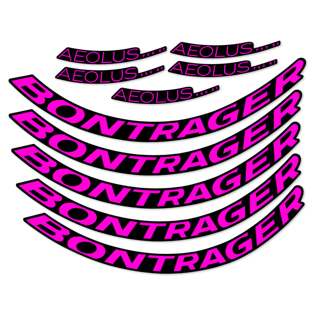 Stickers for Bontrager Aeolus Pro 51, Road Wheel 51mm vinyl decals - Fuchsia Neon
