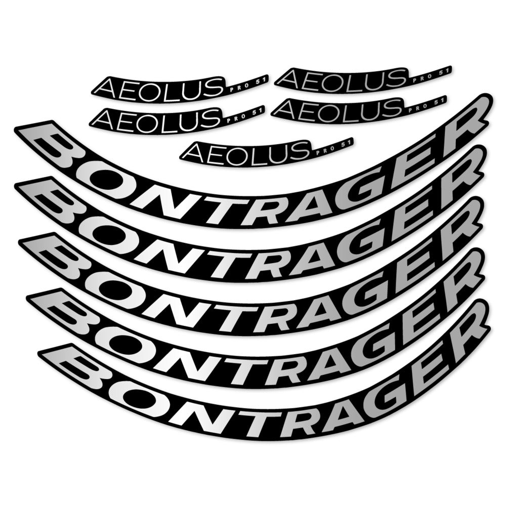 Stickers for Bontrager Aeolus Pro 51, Road Wheel 51mm vinyl decals - Light Silver