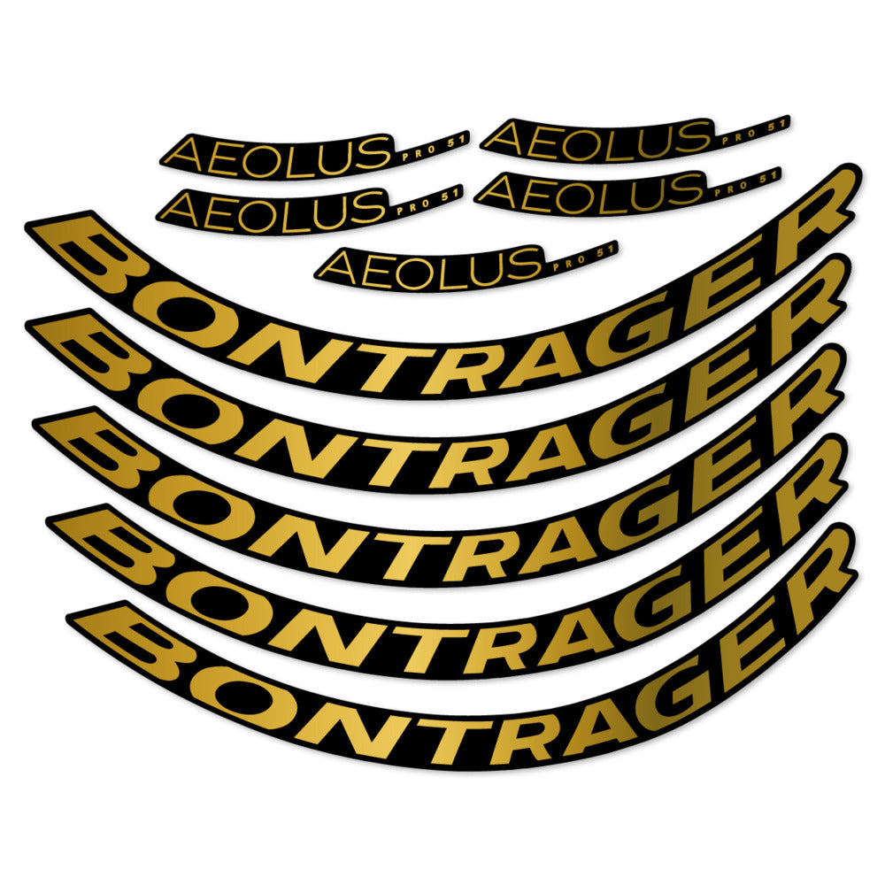 Stickers for Bontrager Aeolus Pro 51, Road Wheel 51mm vinyl decals - Gold