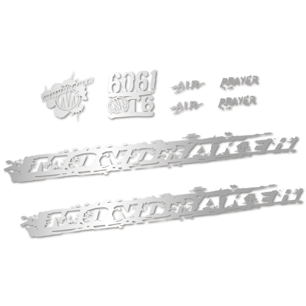 Stickers for Mondraker Prayer 2010-2014, Frame vinyl decals - Light Silver