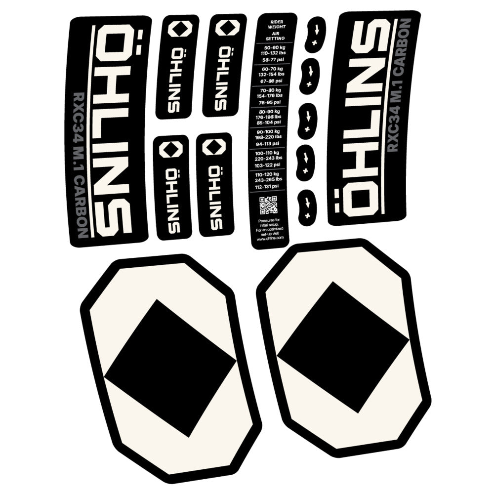 Decal Öhlins RXC34 M.1 Carbon 2027, Fork 29" 34mm, bike sticker vinyl