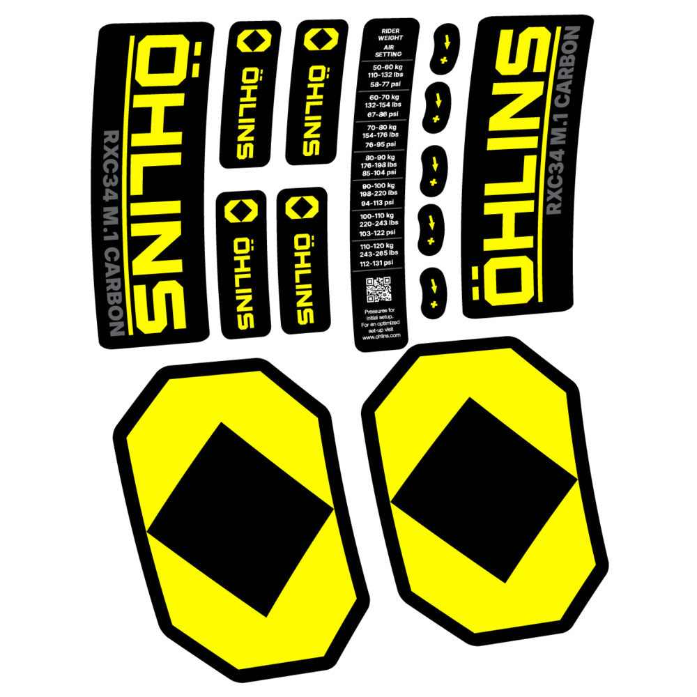 Decal Öhlins RXC34 M.1 Carbon 2027, Fork 29" 34mm, bike sticker vinyl
