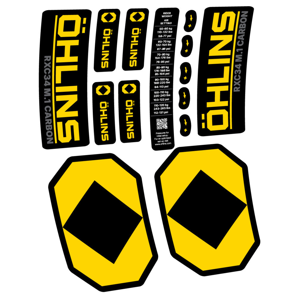 Decal Öhlins RXC34 M.1 Carbon 2027, Fork 29" 34mm, bike sticker vinyl