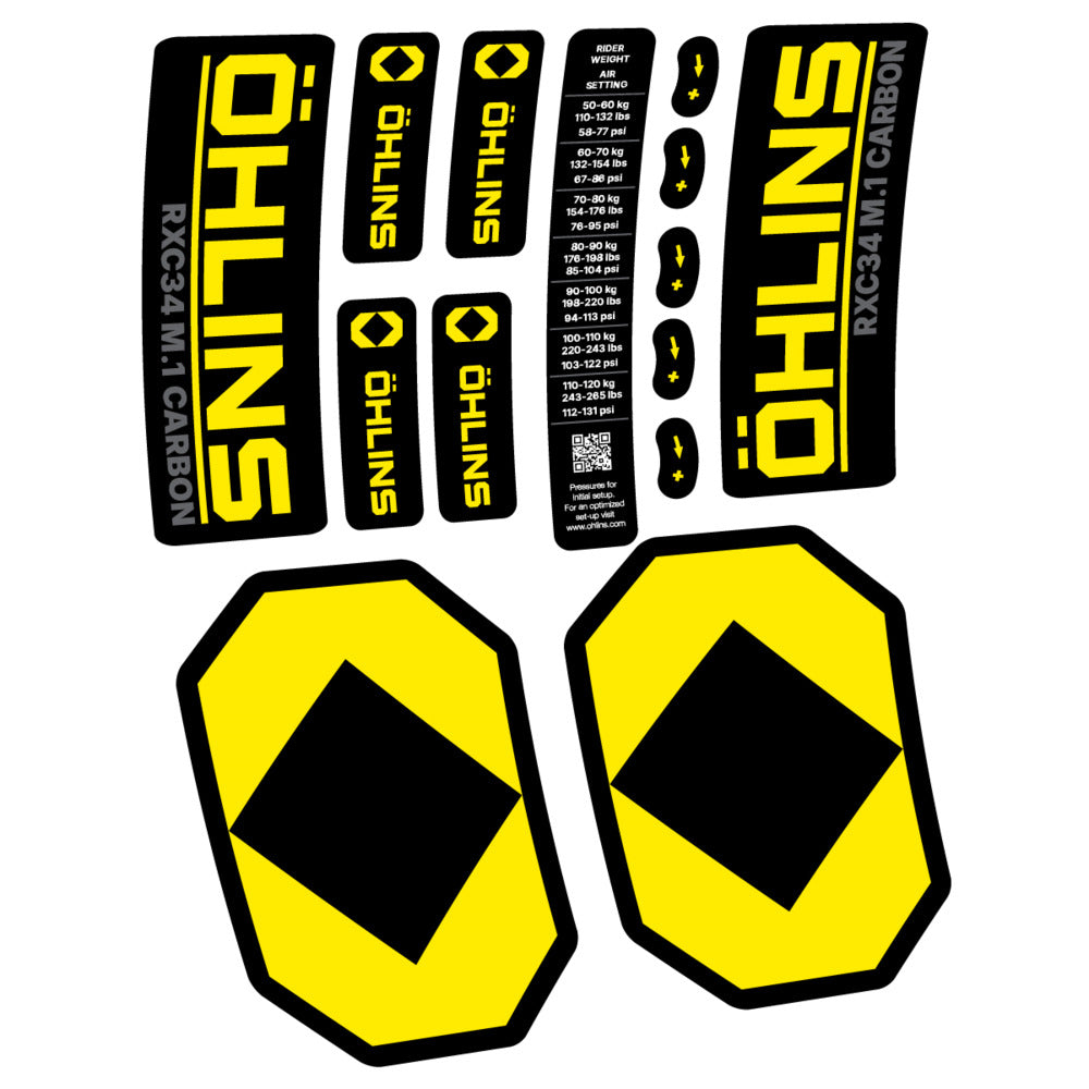 Decal Öhlins RXC34 M.1 Carbon 2027, Fork 29" 34mm, bike sticker vinyl