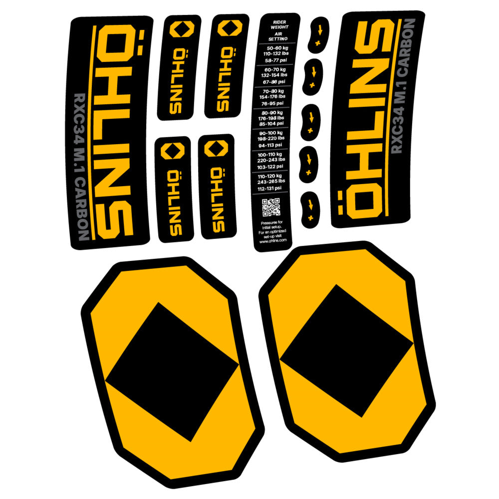 Decal Öhlins RXC34 M.1 Carbon 2027, Fork 29" 34mm, bike sticker vinyl