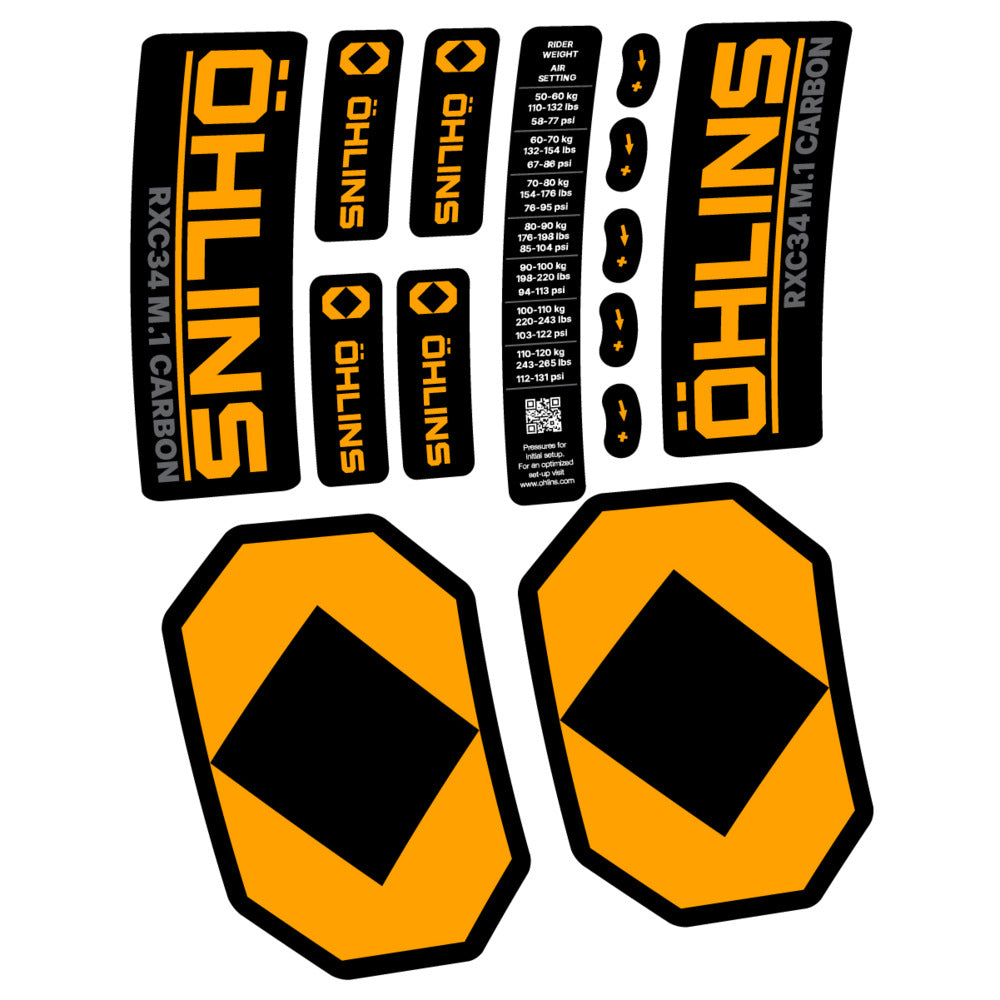 Decal Öhlins RXC34 M.1 Carbon 2027, Fork 29" 34mm, bike sticker vinyl