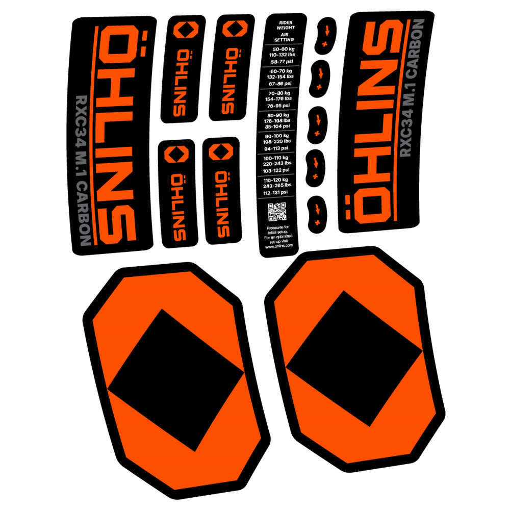 Decal Öhlins RXC34 M.1 Carbon 2027, Fork 29" 34mm, bike sticker vinyl