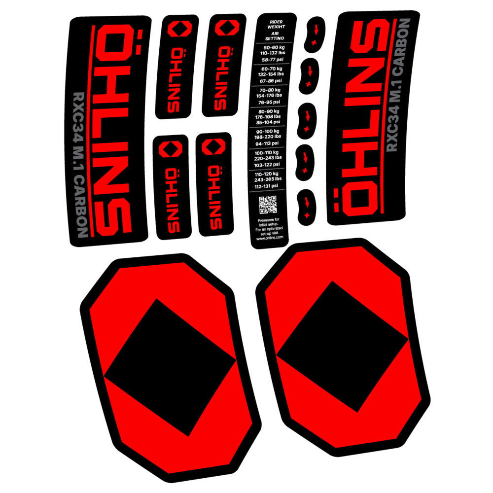 Decal Öhlins RXC34 M.1 Carbon 2027, Fork 29" 34mm, bike sticker vinyl
