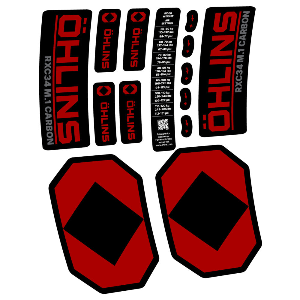 Decal Öhlins RXC34 M.1 Carbon 2027, Fork 29" 34mm, bike sticker vinyl