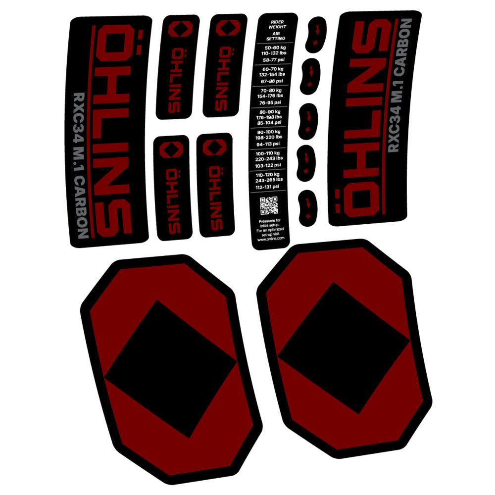 Decal Öhlins RXC34 M.1 Carbon 2027, Fork 29" 34mm, bike sticker vinyl